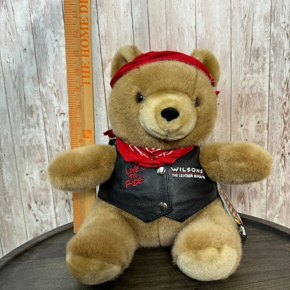 Vintage Billy The Biker Bear in Wilsons Leather Vest Limited Edition Plush toy - Picture 13 of 13